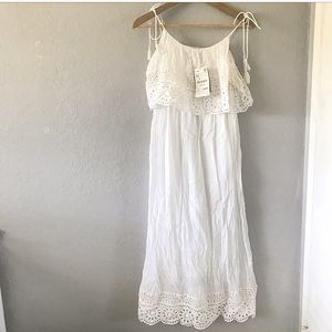 NWT. Zara maxi summer tassle eyelet dress